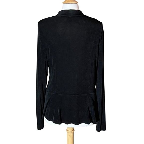 Chico's Travelers Lightweight Silky Black Open Front Long Sleeve Cardigan, L - Picture 2 of 11
